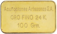 SPANISH MEDALS
Lingote 100 gramos. ACUÑACIONES ARTESANAS S.A. AU/24K. SC.