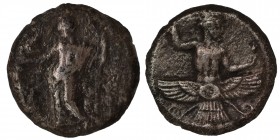 Cilicia, Mallos AR Stater. Tiribazos, satrap. Circa 386-380 BC. 
Ahura-Mazda, body terminating in solar disk, holding wreath and lotus blossom; AMI t...