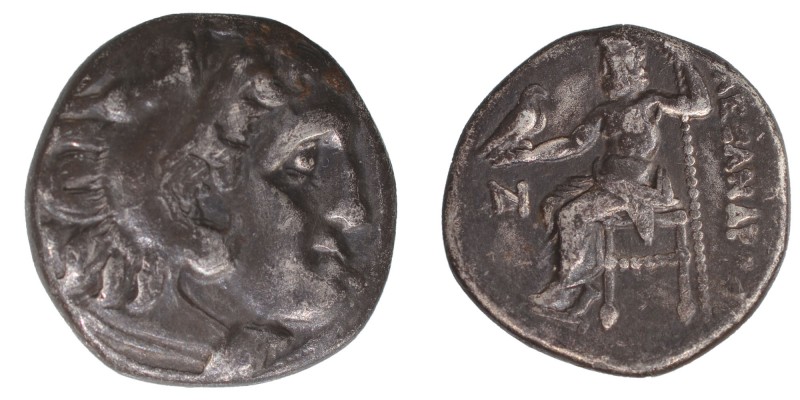 Kings of Macedon. Alexander III Kolophon c. 310-301. 
AR Drachm.Head of Herakle...