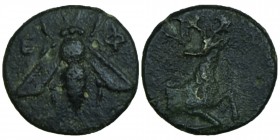 IONIA. Ephesos. Ae (Circa 390-380 BC). 
Obv: E - Φ. Bee. Rev: Forepart of stag right, head left. SNG Copenhagen 244. Condition Very Good 1.3 gr. 12 m...