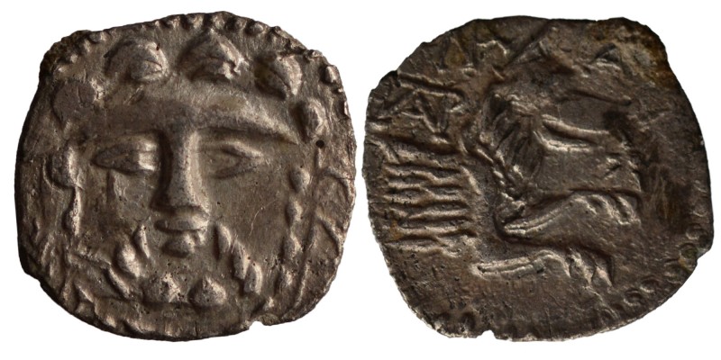 LYCAONIA. Laranda. Obol (Circa 324/3 BC).
Obv: Bearded male head facing (Herakl...