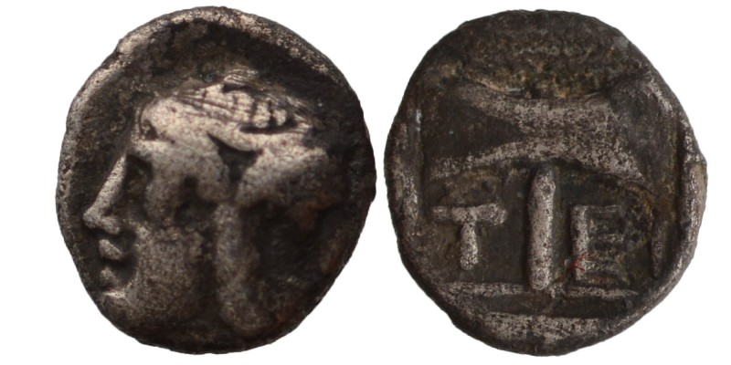 Islands off Troas, Tenedos AR Obol. Circa 5th Century BC. 
Janiform head, femal...