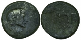 Asia Minor. Uncertain mint circa 39 BC. Gaius Sosius? (Quaestor) Bronze Æ Bear head right / Hasta, sella quaestor and fiscus, RPC I 5410. Condition Ve...