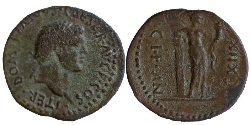 Domitian (Caesar) (AD 72)
Obv: DOMITIANVS CAESAR AVG F COS ITER; laureate head ...