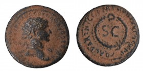 Seleucis and Pieria. Antioch. Trajan AD 98-117. 
Semis Æ, IMP CAES NER TRAIANO OPTIMO AVG GERM, radiate and draped bust with aegis to right / DAC PAR...
