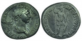 Trajan AD 98-117. Rome
Denarius AR, IMP CAES NER TRAIAN OPTIM AVG GERM DAC, laureate, and draped bust of Trajan right / PARTHICO P M TR P COS VI P P ...