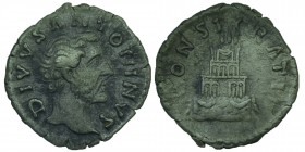 Divus Antoninus Pius AD 161. 
Struck under Marcus Aurelius AD 161. Rome Denarius DIVVS ANTONINVS, bare head right / CONSECRATIO, funeral building of ...