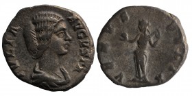 Julia Domna. A.D. 199. 
Denarius. Silver, Obv: JULIA AVGUSTA Rev : VENVS FELIX. Venus standing on the left with apple. Condition: Very Good 3 gr. 18 ...