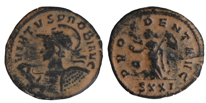 Probus, AD 276-282. 
Bronze Antoninianus, Ticinum. Obv: VIRTVS PROBI AVG, helme...