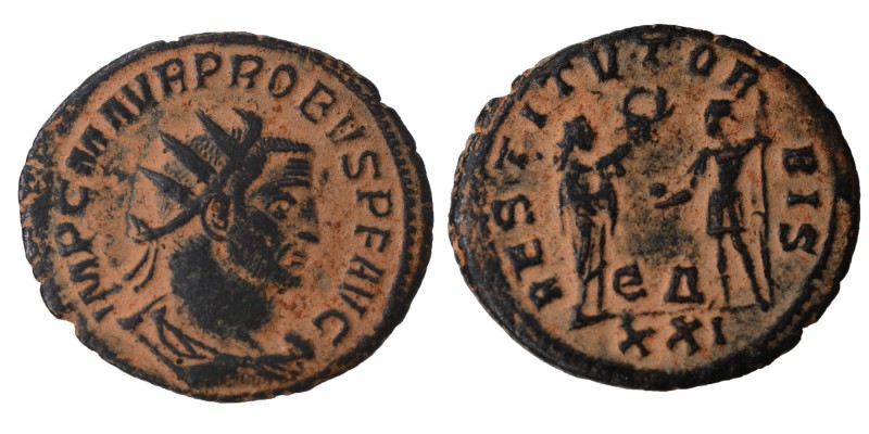 Probus. A.D. 276-282. 
Æ antoninianus Antioch. IMP C M AVR PROBVS P F AVG, radi...