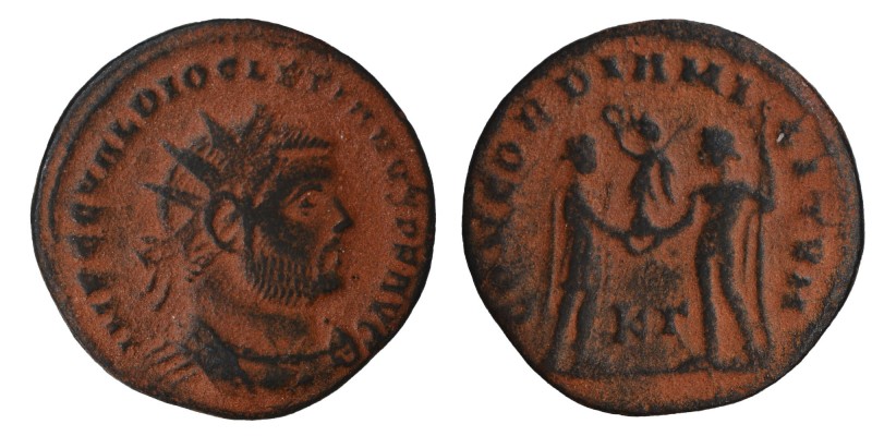 Diocletian. A.D. 284-305. 
Æ radiate fraction, Cyzicus, ca. A.D. 295-299. IMP C...