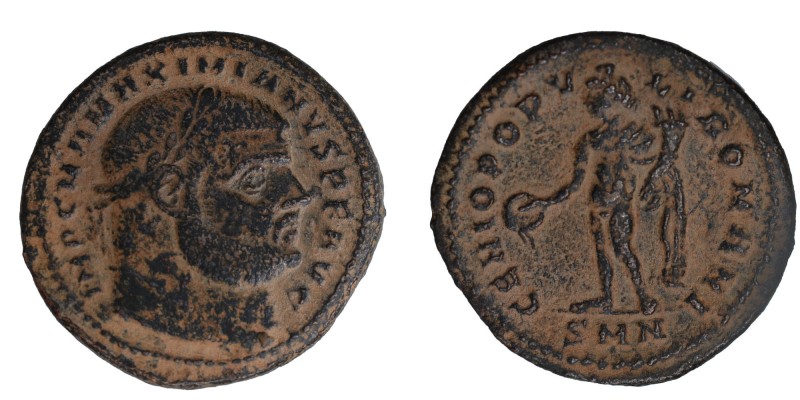 Maximianus Billon Nummus. Londinium, AD 300-305. 
IMP C MAXIMIANVS P F AVG, lau...