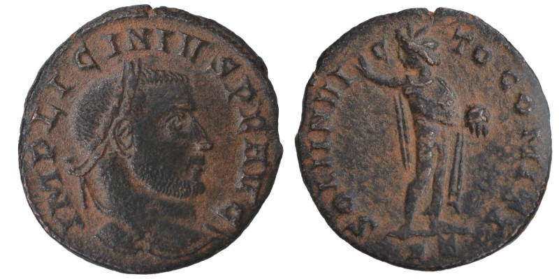 Licinius I. AD (308-324) 
Follis (Ticinum), Obv: IMP LICINIVS PF AVG, Laureate,...