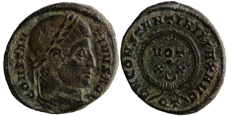 Constantine I, 306-337.
Æ-Follis, 322/325, Ticinum; Head r. with laurel wreath ...