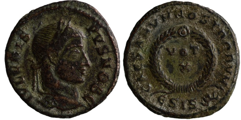 Crispus, Caesar, 316-326. 
Follis (Bronze) Siscia, 3rd officina, 321-324. IVL C...