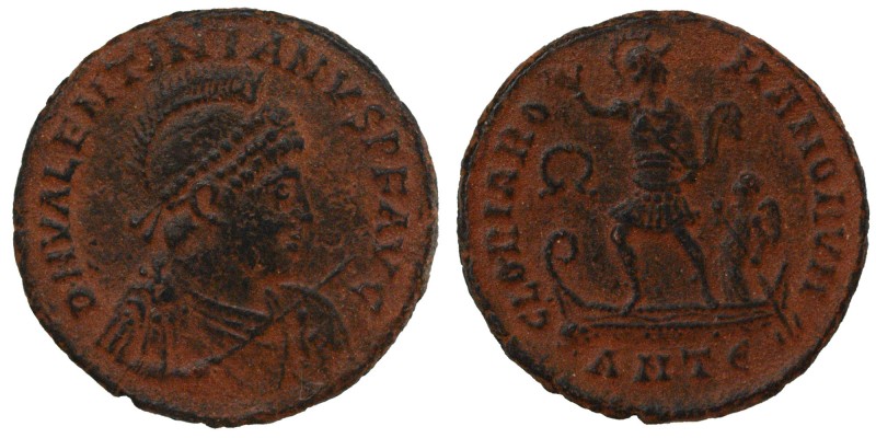 VALENTINIAN II (375-392). Ae. Antioch.
Obv: D N VALENTINIANVS P F AVG. Helmeted...