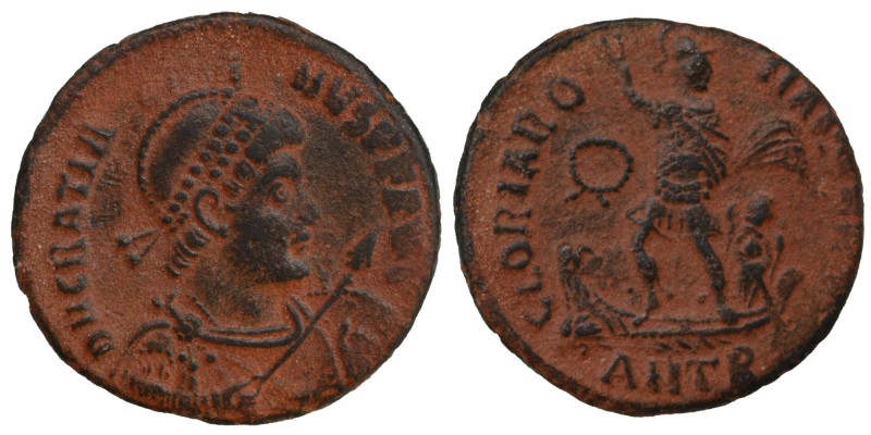 Gratian Æ Centenionalis. Antioch, AD 379. 
D N GRATIANVS P F AVG, helmeted (wit...