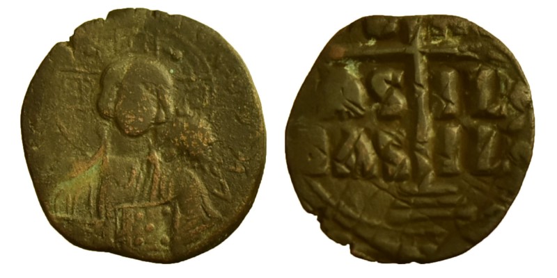 ROMANOS III. Argyros 1028-1034. 
Anonymous AE Follis, Nibbled bust of Christos ...