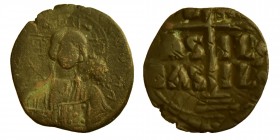 ROMANOS III. Argyros 1028-1034. 
Anonymous AE Follis, Nibbled bust of Christos Pantokrator v.v. IC - XC [EMMANOYHL] / IS - XS - bAS-ILE - bAS-ILE ste...
