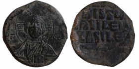 Byzantine, Basil II Bulgaroktonos. AD 976-1025. Constantinople. Follis Æ Condition: Very Good 8.2 gr. 27.5 mm.