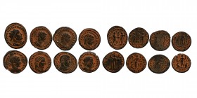 8 pieces roman coins, as seen