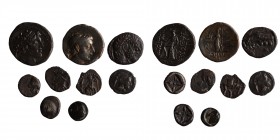 9 pieces, greek coins, as seen