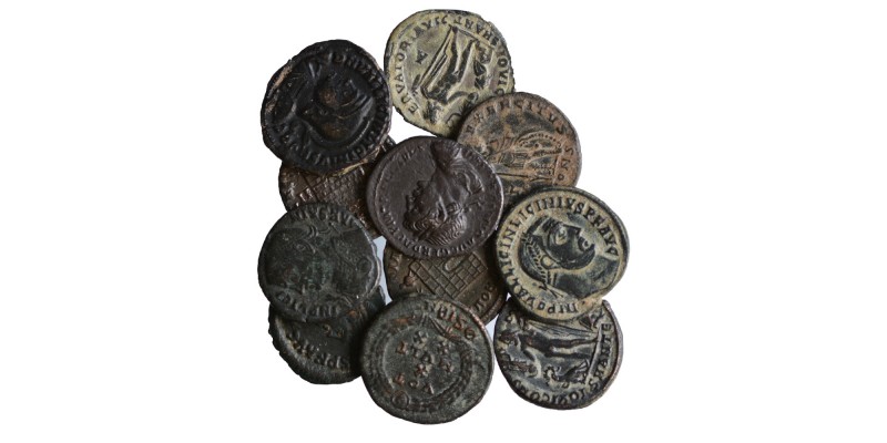 11pieces, roman coins, as seen