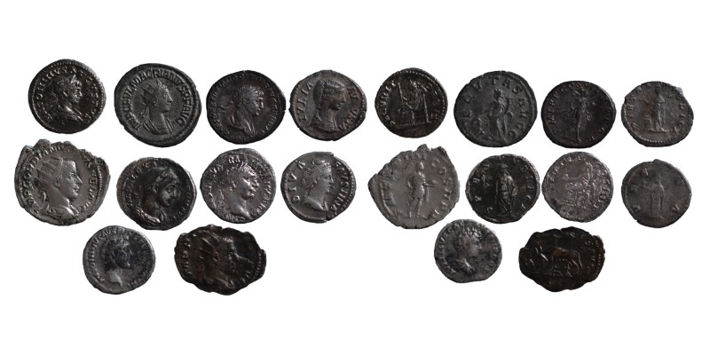 10 pieces, roman coins, as seen