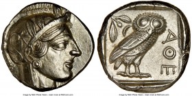ATTICA. Athens. Ca. 440-404 BC. AR tetradrachm (25mm, 17.22 gm, 8h). NGC MS 5/5 - 3/5, brushed. Mid-mass coinage issue. Head of Athena right, wearing ...