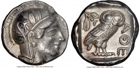 ATTICA. Athens. Ca. 440-404 BC. AR tetradrachm (25mm, 17.08 gm, 7h). NGC AU 5/5 - 3/5. Mid-mass coinage issue. Head of Athena right, wearing crested A...