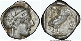 ATTICA. Athens. Ca. 440-404 BC. AR tetradrachm (25mm, 17.15 gm, 10h). NGC Choice VF 5/5 - 3/5. Mid-mass coinage issue. Head of Athena right, wearing c...