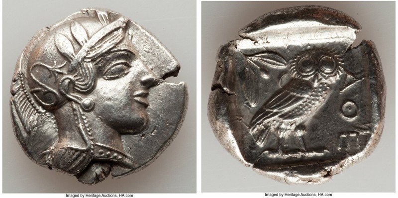 ATTICA. Athens. Ca. 440-404 BC. AR tetradrachm (27mm, 17.13 gm, 8h). AU. Mid-mas...