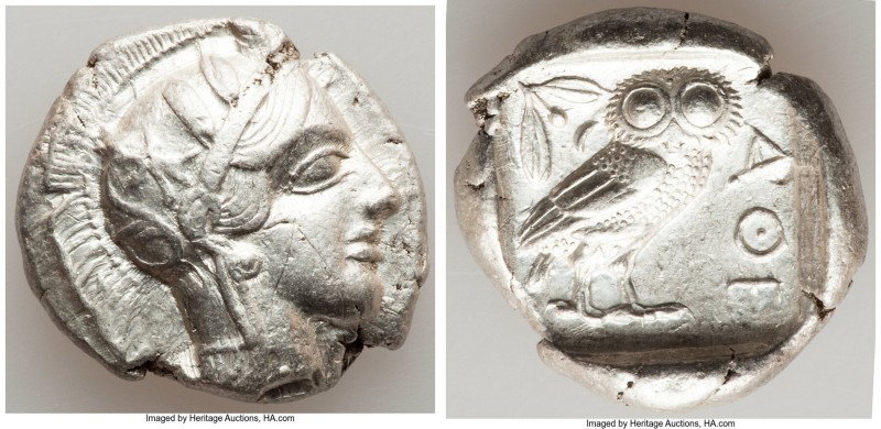 ATTICA. Athens. Ca. 440-404 BC. AR tetradrachm (27mm, 17.16 gm, 10h). XF. Mid-ma...