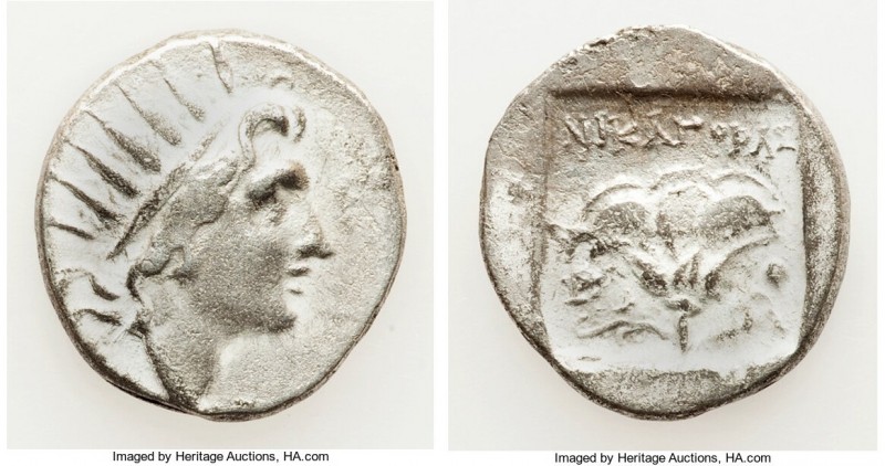 CARIAN ISLANDS. Rhodes. Ca. 88-84 BC. AR drachm (16mm, 2.32 gm, 1h). VF. Plintho...