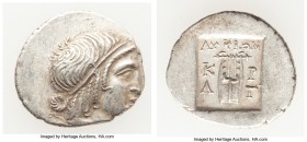 LYCIAN LEAGUE. Cragus. Ca. 32-30 BC. AR hemidrachm (15mm, 1.64 gm, 12h). Choice XF. Series 4. Head of Apollo right, wearing taenia, bow and quiver ove...