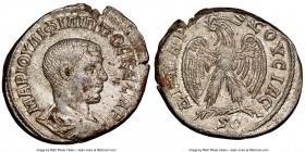 SYRIA. Antioch. Philip II, as Caesar (AD 247-249). BI tetradrachm (mm, 1h). NGC AU. AD 244. MAP IOYΛI ΦIΛIΠΠOC KЄCAP, bare headed, draped and cuirasse...