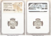 Cn. Papirius Carbo (ca. 121 BC). AR denarius (21mm, 3.75 gm, 2h). NGC VF 4/5 - 4/5. Rome. Head of Roma right in winged helmet decorated with griffin c...