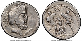 L. Titurius L.f. Sabinus (ca. 89 BC). AR denarius (19mm, 4h). NGC Choice VF. Rome. SABIN, bearded head of king Tatius right, palm branch before / L•TI...