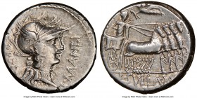 L. Cornelius Sulla as Imperator and L. Manlius Torquatus as Proquaestor (82 BC). AR denarius (16mm, 1h). NGC Choice VF. Military mint in Italy, moving...