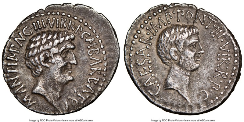 Marc Antony and Octavian, as Triumvirs and Imperators (44-30 BC). AR denarius (2...