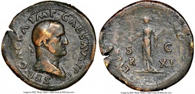 Galba (AD 68-69). AE sestertius (32mm, 24.79 gm, 5h). NGC Fine 4/5 - 3/5, edge cuts, edge crack hammered. November AD 68. SER GALBA IMP CAES AVG TR P,...
