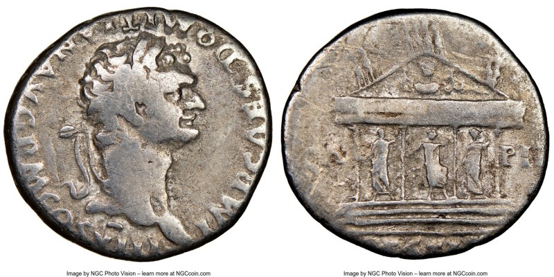 Domitian, as Augustus (AD 81-96). AR cistophorus (25mm, 7h). NGC Fine, marks. Ro...