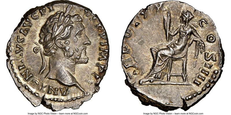 Antoninus Pius, as Augustus (AD 138-161). AR denarius (18mm, 3.76 gm, 11h). NGC ...
