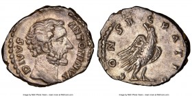 Divus Antoninus Pius (AD 138-161). AR denarius (18mm, 12h). NGC Choice XF, flan flaw. Rome, AD 161. DIVVS ANTONINVS, bare head of Divus Antoninus Pius...