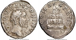 Divus Antoninus Pius (AD 138-161). AR denarius (18mm, 5h). NGC Choice VF. Rome, after AD 161. DIVVS ANTONINVS, bare head of Antoninus Pius right / CON...