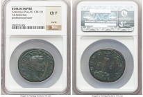 Divus Antoninus Pius (AD 138-161). AE sestertius (31mm, 1h). NGC Choice Fine marks. Rome, AD 162. DIVVS ANTONINVS, bare head of Divus Antoninus Pius r...