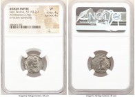 Septimius Severus (AD 193-211). AR denarius (18mm, 2.75 gm, 12h). NGC VF 4/5 - 4/5. Rome, AD 200. SEVERVS PART AVG MAX, laureate head of Severus right...