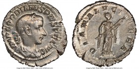 Gordian III (AD 238-244). AR denarius (21mm, 2.70 gm, 1h). NGC MS 3/5 - 5/5. Rome, summer AD 241. IMP GORDIANVS PIVS FEL AVG, laureate, draped and cui...
