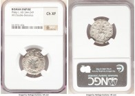 Philip I (AD 244-249). AR antoninianus (24mm, 7h). NGC Choice XF. Rome, AD 244-247. IMP M IVL PHILIPPVS AVG, radiate, draped and cuirassed bust of Phi...