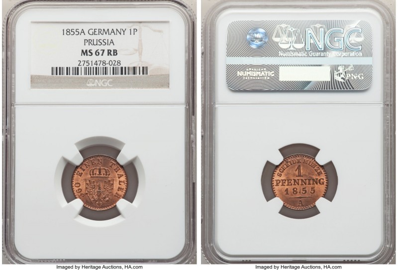 Prussia 6-Piece Lot of Certified Assorted Pfennigs NGC, 1) Friedrich Wilhelm IV ...